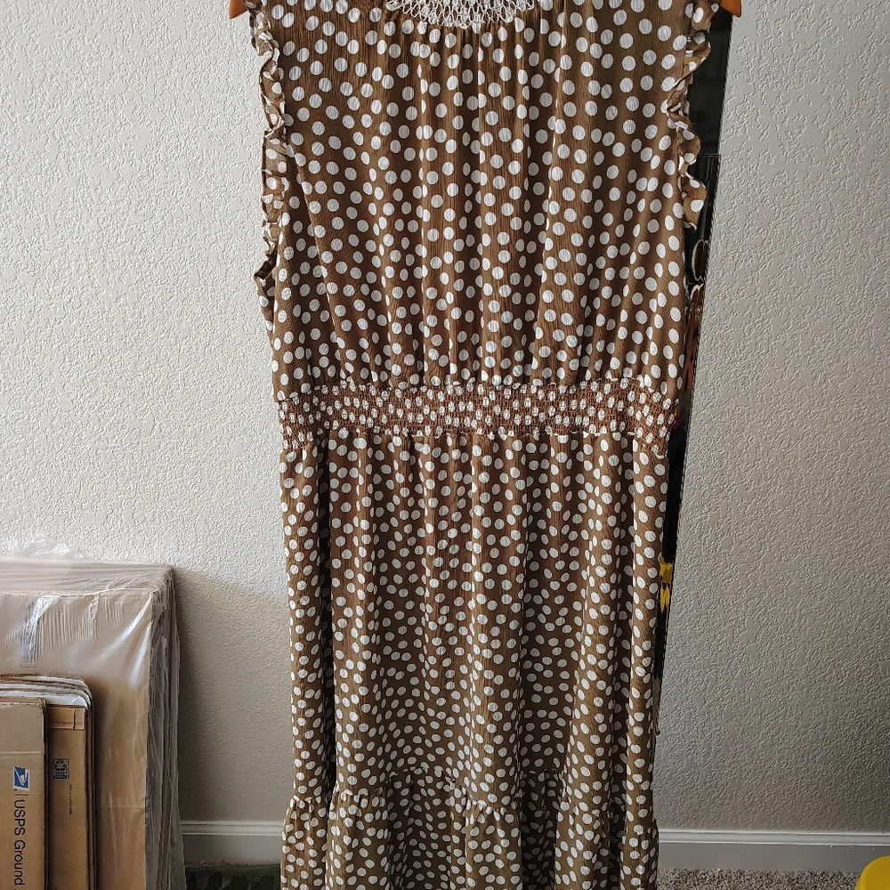 Jcrew Smocked-waist midi dress in polka dot xxl Easter - Picture 3 of 8